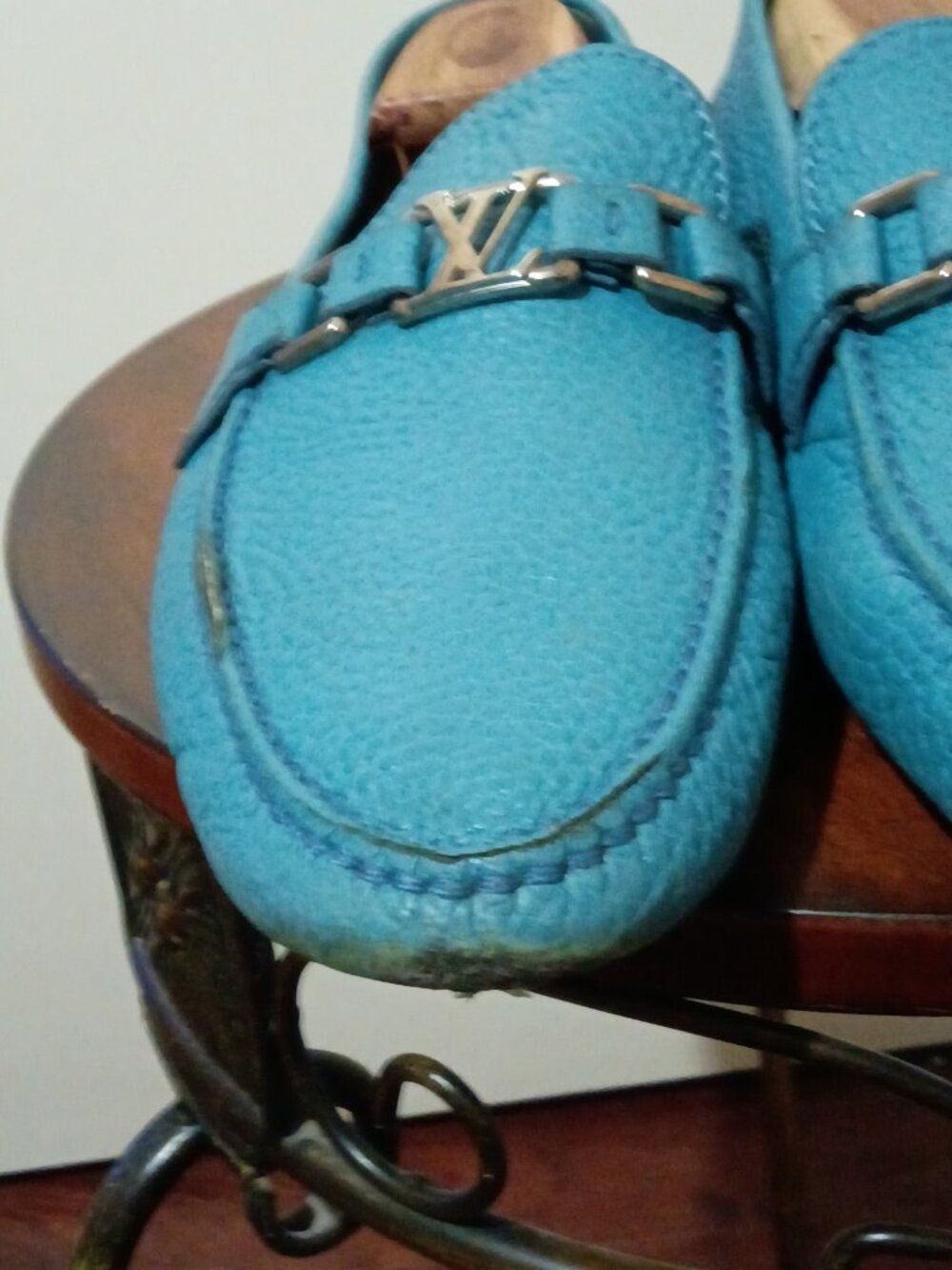 Men's Louis Vuitton Blue Monte Carlo Driving Loafers Shoes Sz 8.5 Good Condition - Picture 3 of 16
